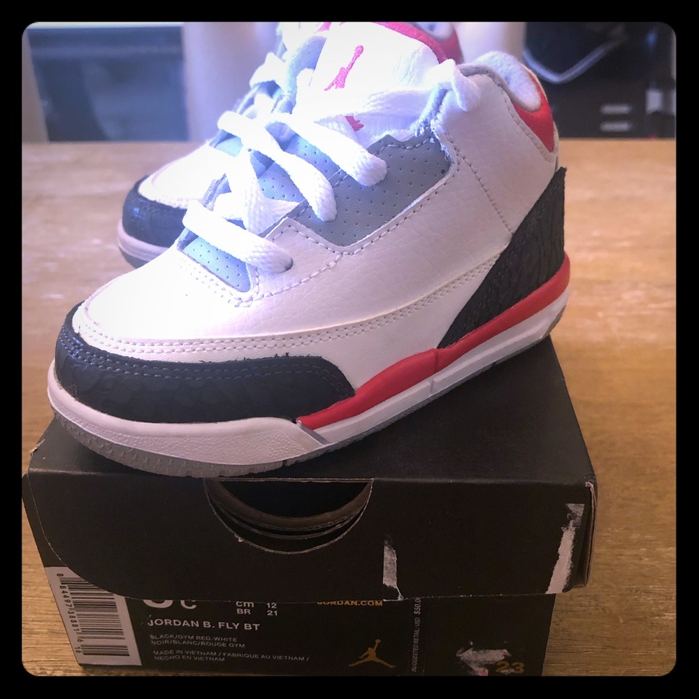 Jordan retro 3 white/black/fire red